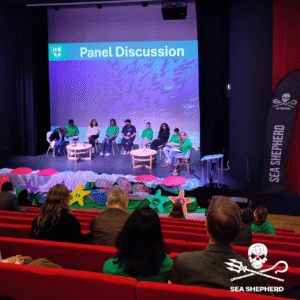 president of sea shepherd luxembourg participates in a round table with the students